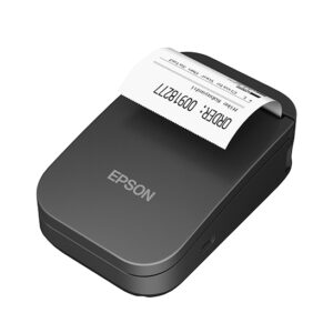 JFM Technology Compact Epson mobile receipt printer with a receipt feeding out of the top