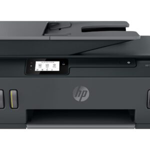 JFM Technology Hp smart tank 530 all in one printer shown from front with paper tray extended and control panel lit