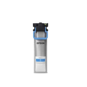 JFM Technology Epson toner cartridge for printer cyan with a blue top latch and label on the body