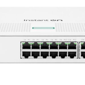 JFM Technology Front view of a white Instant On 1930 network switch with multiple Ethernet ports and two uplinkSFP slots on the right side