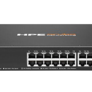 JFM Technology Hp network switch chassis with many ethernet ports and status leds front view likely 24x2+ ports for enterprise poe networking