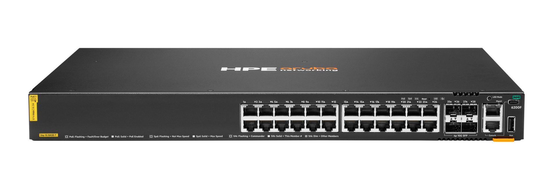 JFM Technology Hp network switch chassis with many ethernet ports and status leds front view likely 24x2+ ports for enterprise poe networking