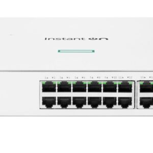 Front view of a white Instant On 1930 Switch Series network switch with multiple Ethernet ports and status LEDs