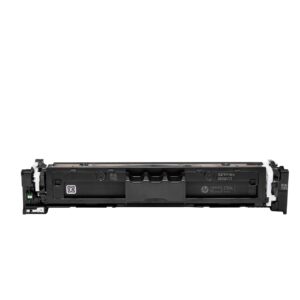 Black hp laserjet toner cartridge laid horizontally on a white background model 230ahp branding visible
