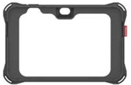 JFM Technology Black protective bumper frame for a device with corner reinforcements and a top center camera notch