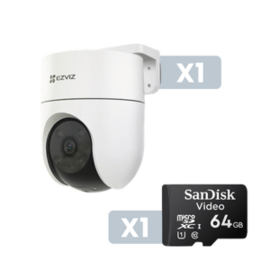 EZVIZ CSH8C2MPKIT Cámara IP PT Exterior 2 Megapíxel / Wi-Fi / Seguimiento Inteligente / Deteccion Inteligente de Humanos / Audio de Dos Vías / Notificación Push / Incluye MicroSD 64GB SANDISK VIDEO/ Color Night Visión