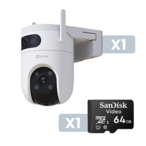 EZVIZ CSH9CKIT K Cámara IP Dual 1 Lente Fijo 1 Lente PT Exterior 3K / Wi-Fi / Auto Seguimeinto / Audio de Dos Vías / Notificación Push / Color Night Visión / Incluye Montaje para pard / Incluye Memoria Micro SD 64 GB