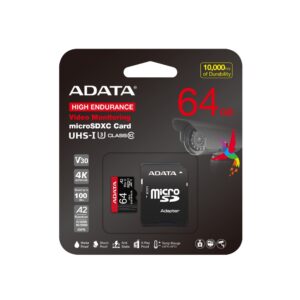 Memoria Micro SD ADATA A2-V30 64GB clase 10 lectura 100 MB/s