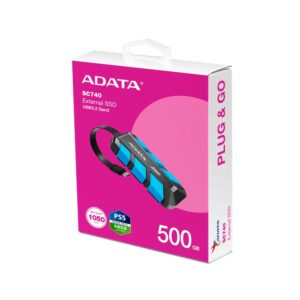 SSD externa ADATA SC740 500GB USB 3.2 Tipo C antigolpes azul