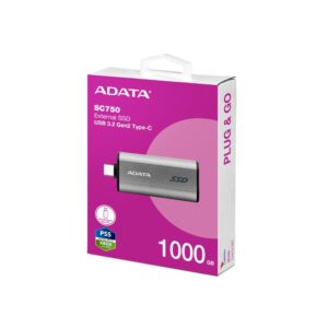 SSD externa ADATA SC750 1TB USB 3.2 Tipo C mini retráctil