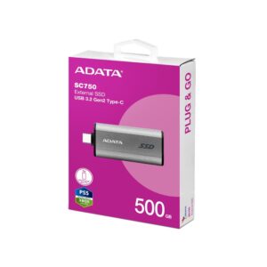 SSD externa ADATA SC750 500GB USB 3.2 Tipo C mini retráctil